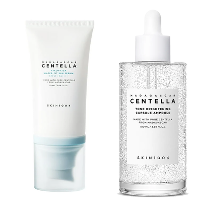 SKIN1004 Madagascar Centella Tone Brightening Capsule Ampoule 100 ML et Hyalu Cica Water Fit Sun Serum SPF 50+ PA 50+ ML