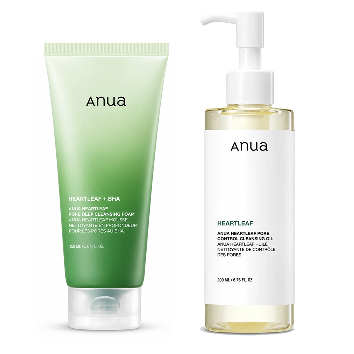ANUA Heartleaf Huile Nettoyant Des Pores 200 ML + ANUA Heartleaf Quercetinol Pore Deep Cleansing Foam 150 ML
