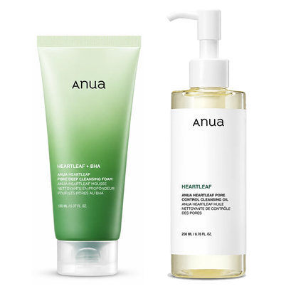ANUA Heartleaf Huile Nettoyant Des Pores 200 ML + ANUA Heartleaf Quercetinol Pore Deep Cleansing Foam 150 ML