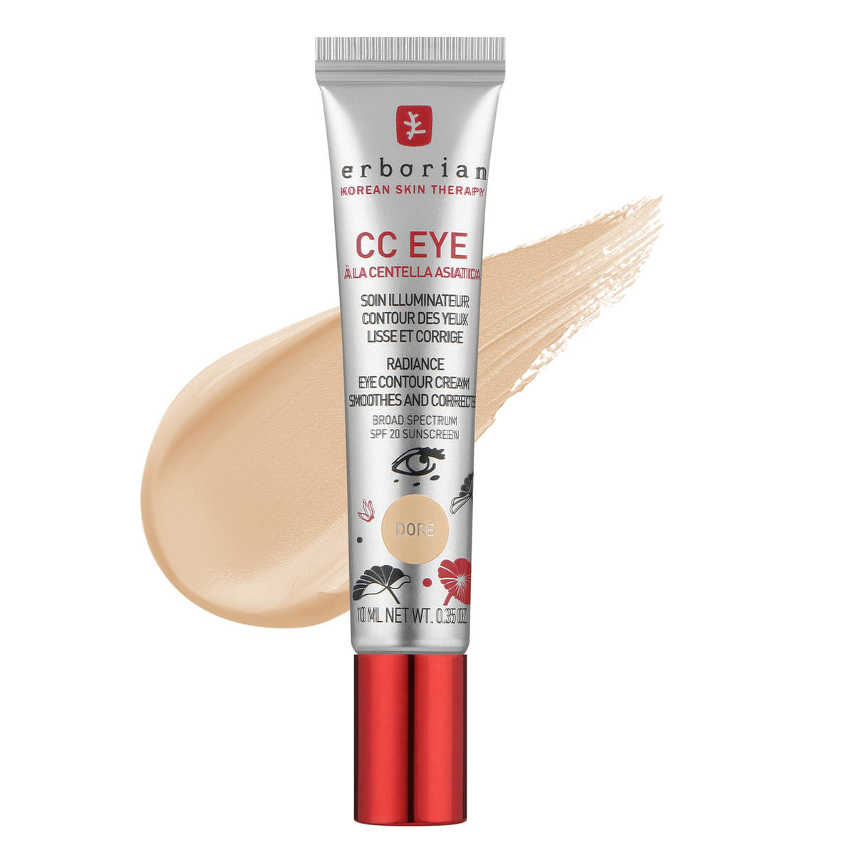 Pack de 2 - Erborian CC Eye a La Centella Doré Soin Illuminateur Contour Des Yeux Spf20 10ML