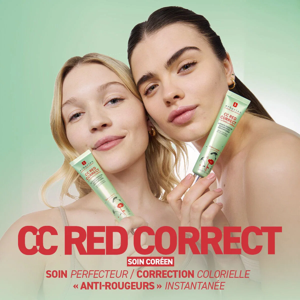 Pack de 2 - ERBORIAN CC Red Correct Centella Asiatica Effet Apaisant Spf25 45 ML