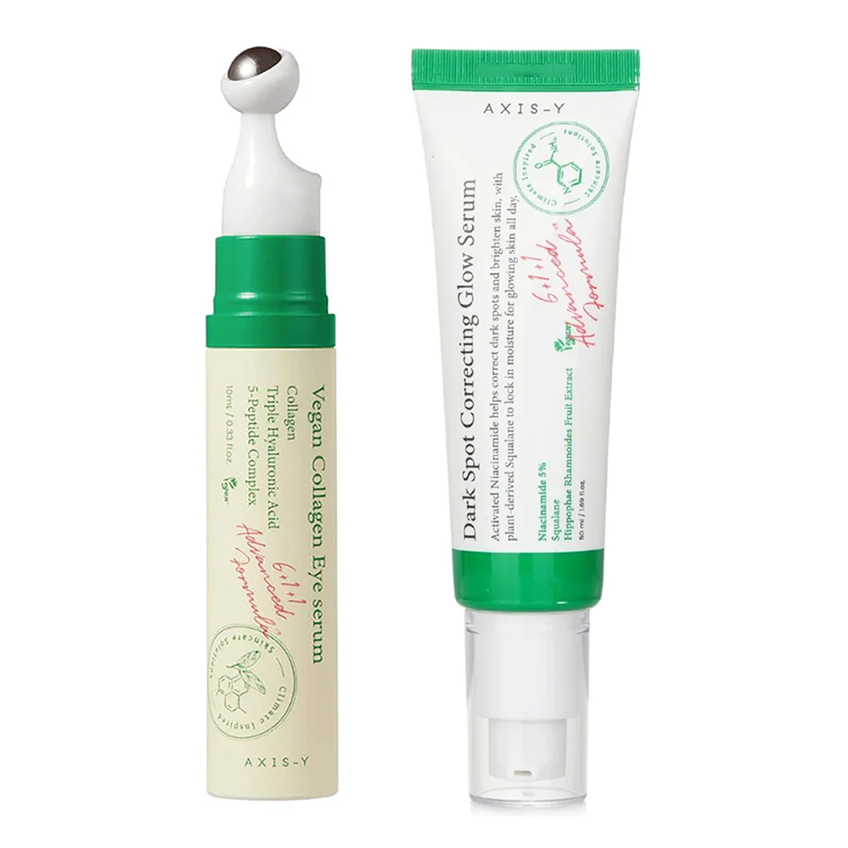 AXIS Y Dark Spot Correcting Glow Serum 50 ML + AXIS Y Vegan Collagen Eye Serum 10ML