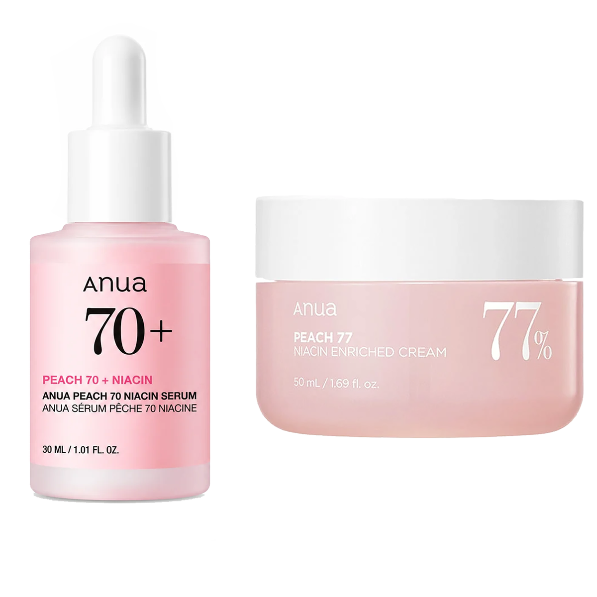 Anua Peach 77 Niacin Enriched Cream 50 ML + Anua Peach 70 Niacin Serum 30 ML