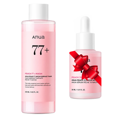 ANUA Peach 77 Niacin Essence Toner 250 ML + ANUA Peach 70 Niacin Serum 30 ML