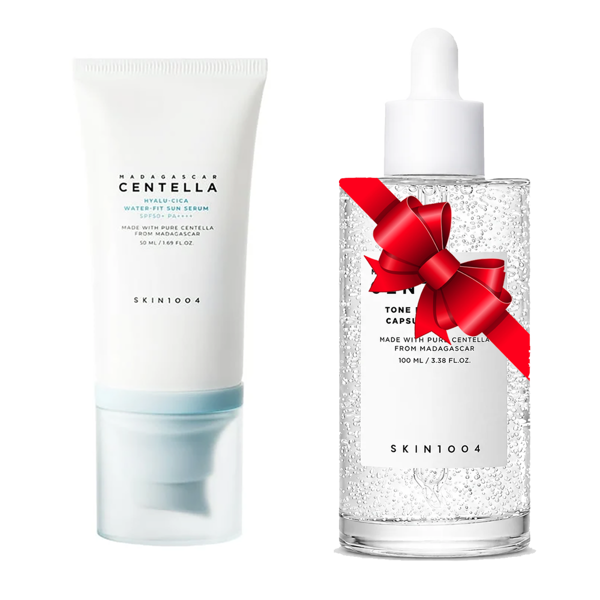 SKIN1004 Madagascar Centella Tone Brightening Capsule Ampoule 100 ML et Hyalu Cica Water Fit Sun Serum SPF 50+ PA 50+ ML