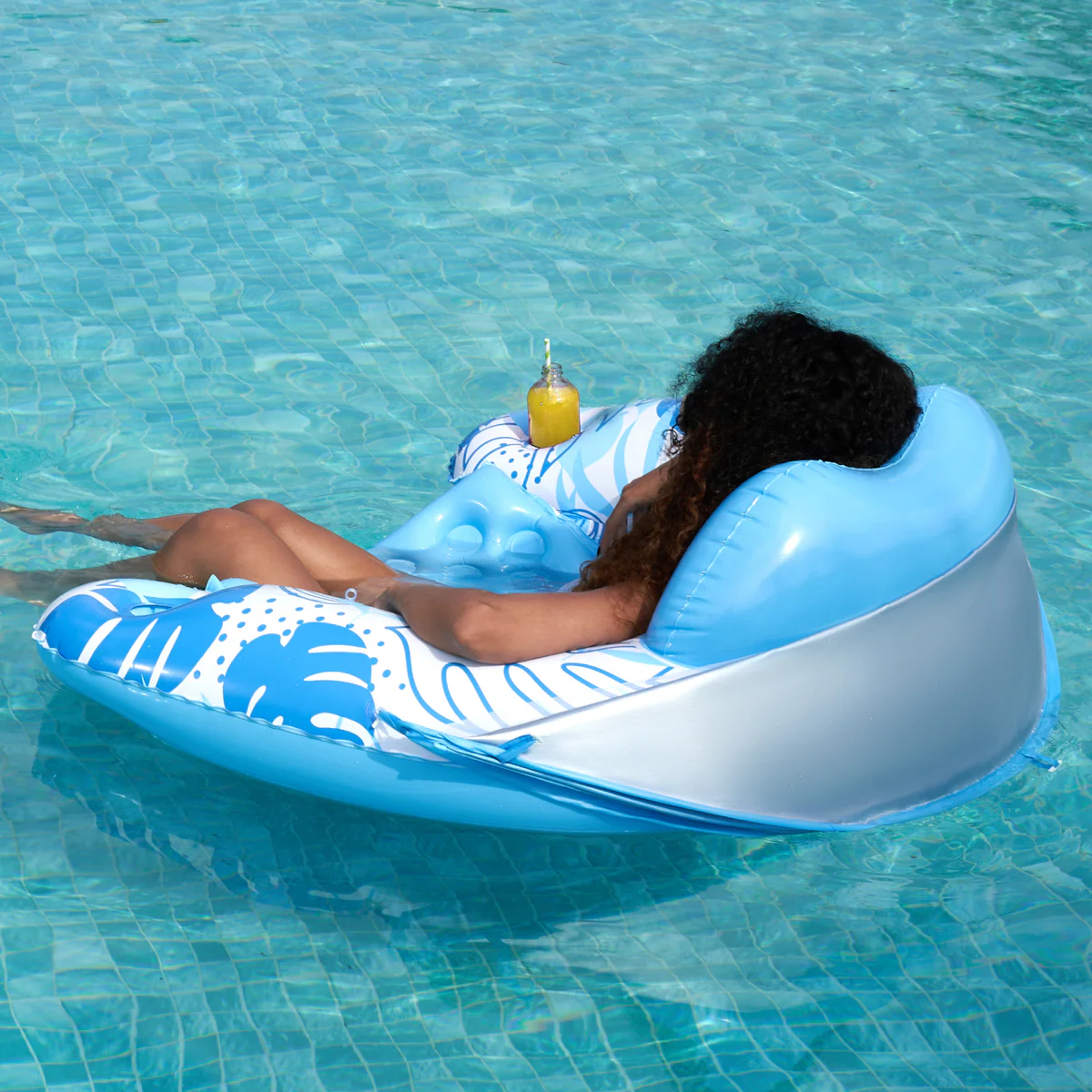 Chaise Flottante Gonflable de Piscine avec Pare-Soleil