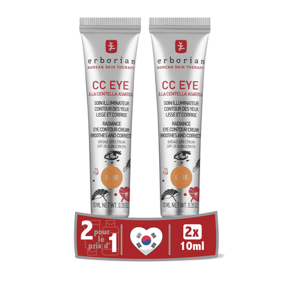 Pack de 2 - Erborian CC Eye a La Centella Doré Soin Illuminateur Contour Des Yeux Spf20 10ML
