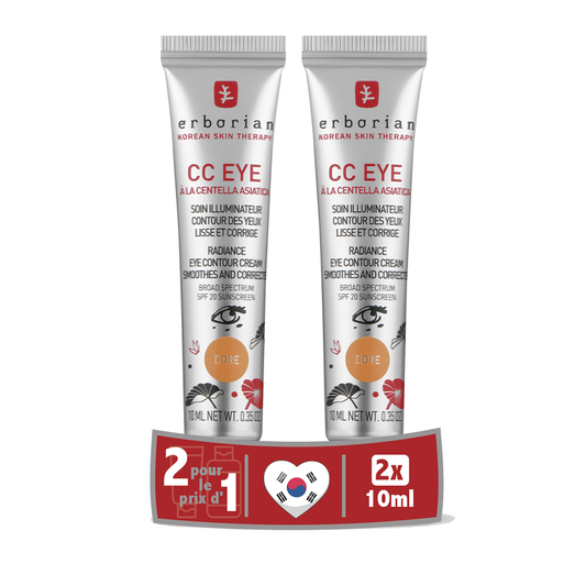 Pack de 2 - Erborian CC Eye a La Centella Doré Soin Illuminateur Contour Des Yeux Spf20 10ML