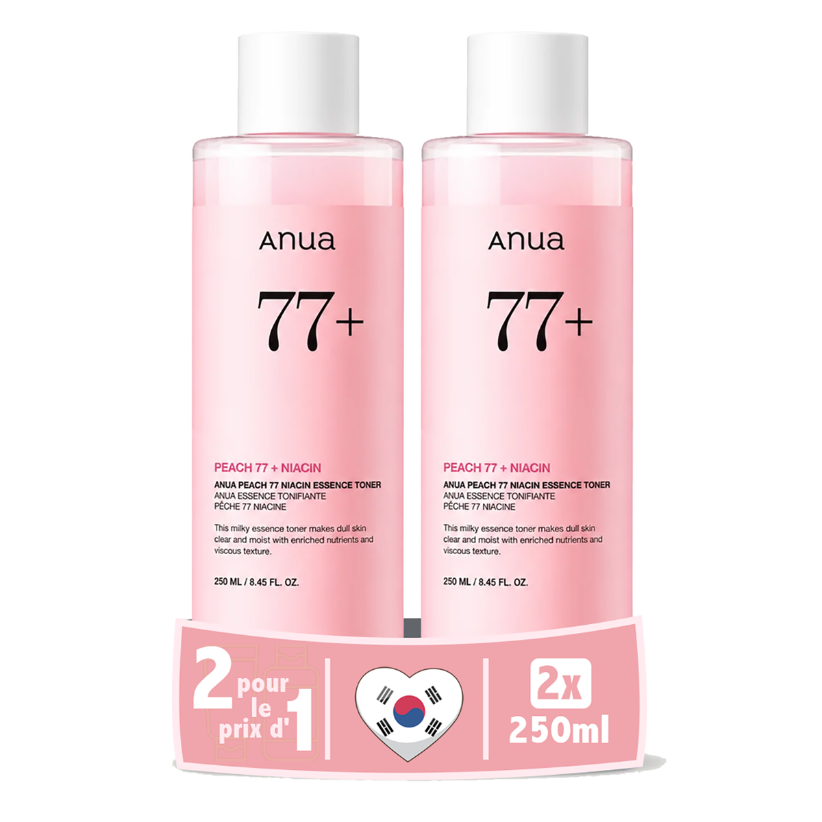 Pack de 2 - ANUA Peach 77 Niacin Essence Toner 250 ML