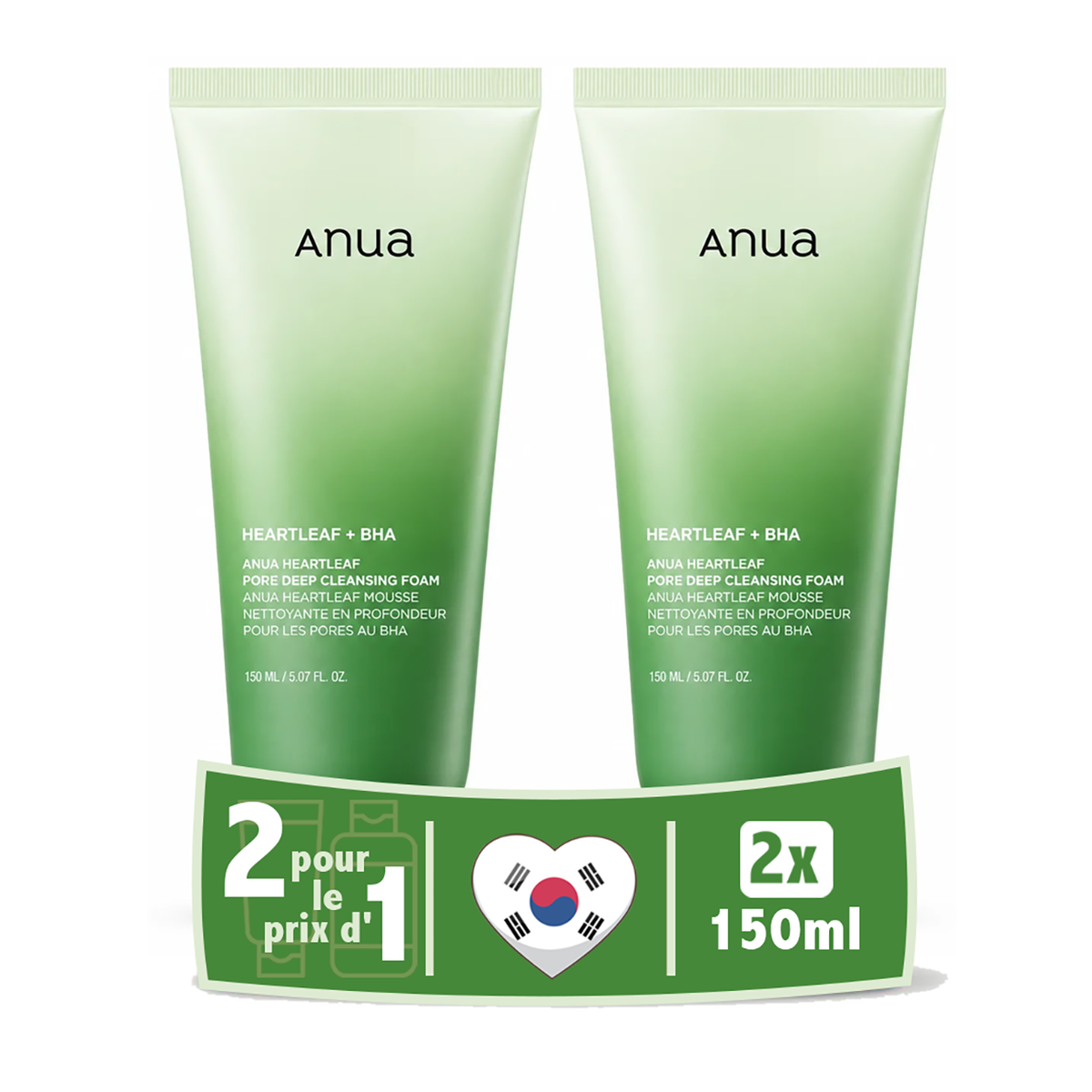 Pack de 2 - ANUA Heartleaf Quercetinol Pore Deep Cleansing Foam 150 ML
